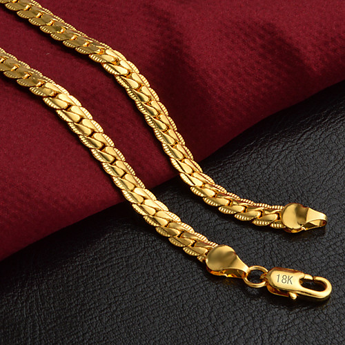 

Women's Men's Chain Necklace Beaded Necklace Classic Precious Fashion Copper Gold Plated Gold 51 cm Necklace Jewelry 1pc For Christmas Halloween Party Evening Street Gift / Chains
