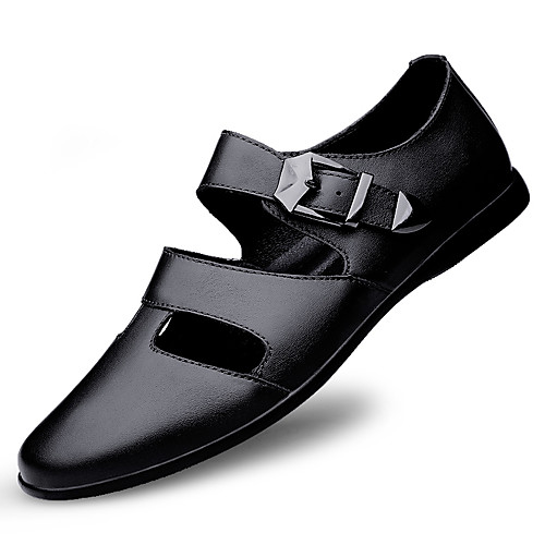 

Men's Sandals Beach Roman Shoes Daily Outdoor Faux Leather Breathable Non-slipping Wear Proof Black Brown Spring Summer