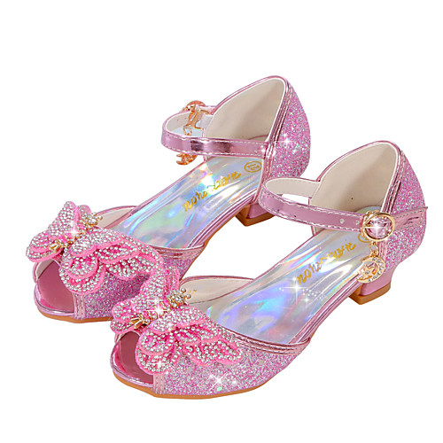 

Girls' Sandals Flower Girl Shoes Princess Shoes School Shoes Rubber PU Little Kids(4-7ys) Big Kids(7years ) Daily Party & Evening Walking Shoes Rhinestone Bowknot Sparkling Glitter Purple Blue Pink