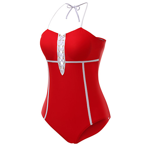 

Women's One Piece Swimsuit Nylon Swimwear Bodysuit Quick Dry Breathable Sleeveless Swimming Surfing Water Sports Stripes Summer