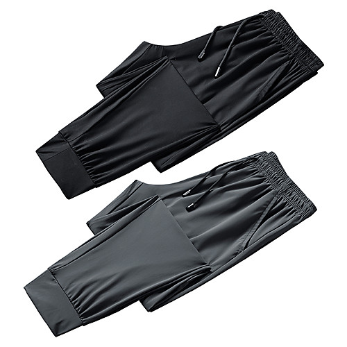 

Men's Joggers Athletic Bottoms Drawstring Elastane Fitness Gym Workout Running Active Training Workout Quick Dry Breathable Plus Size Sport Solid Colored Dark Grey Black / Micro-elastic / Athleisure