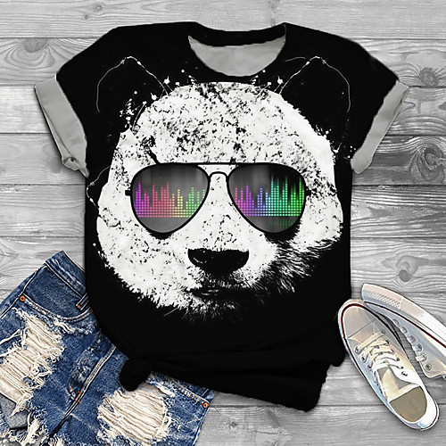 

Women's Plus Size Print Graphic Animal T shirt Large Size Crewneck Short Sleeve Basic Tops XL XXL 3XL Black Big Size