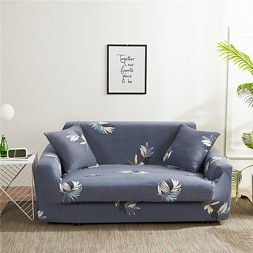 

Light Blue Print Dustproof Stretch Sofa Cover Super Soft Fabric Fit for 1to 4 Cushion Couch and L Shape Sofa (You will Get 1 Throw Pillow Case as free Gift)