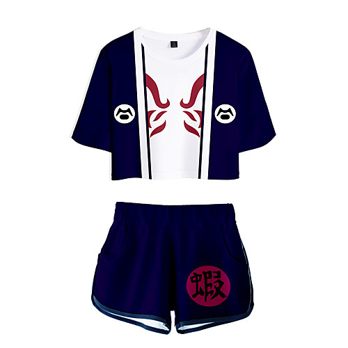 

Inspired by Naruto Naruto Uzumaki Cosplay Costume Outfits Terylene Color Block 2 Piece Printing Shorts For Women's / Men's
