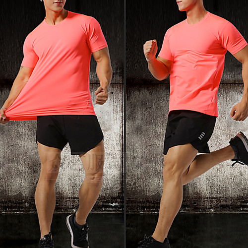 

Men's 2 Piece Tracksuit Running T-Shirt With Shorts Athletic Athleisure Short Sleeve 2pcs Breathable Quick Dry Moisture Wicking Fitness Running Jogging Exercise Sportswear Solid Colored Normal Outfit