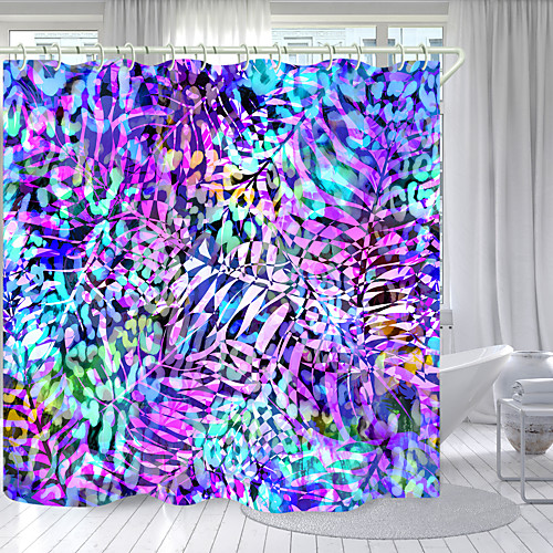 

Colored Leaves Digital Printing Shower Curtain Shower Curtains Hooks Modern Polyester New Design