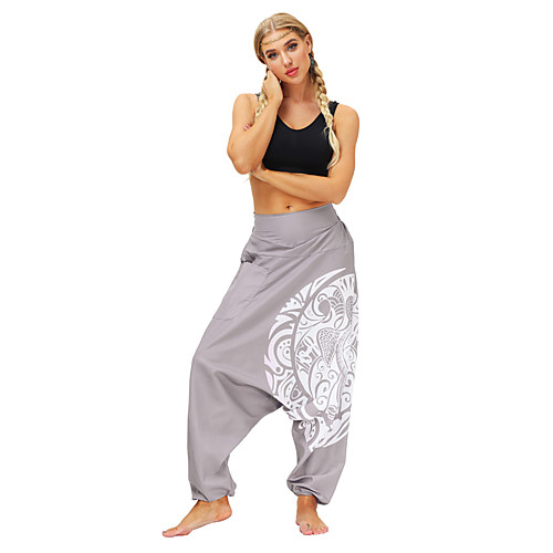 

Women's Men's Yoga Pants Harem Pocket Bloomers Bottoms Quick Dry Breathable Gray Yoga Fitness Gym Workout Sports Activewear / Casual / Athleisure