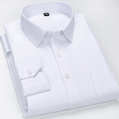 

Men's Shirt non-printing Solid Color Plus Size Collar Button Down Collar Party Casual Button-Down Long Sleeve Tops Business Simple Basic Formal White Black Red / Work