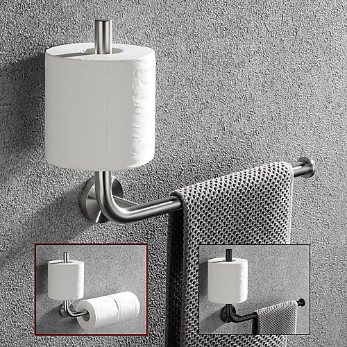 

Multifunctional Towel Bar Toilet Paper Holder Vertical Installation Paper Towel Holder Detachable 304 Stainless Steel Brushed Nickel/Matte Black