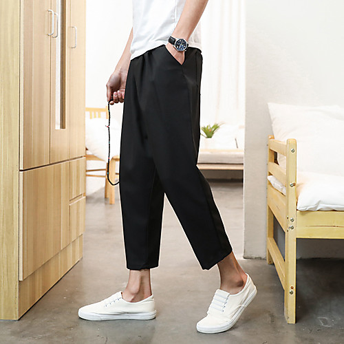 

Men's Casual / Sporty Athleisure Breathable Outdoor Sports Sport Daily Pants Trousers Pants Plain Ankle-Length Drawstring Pocket Black Gray