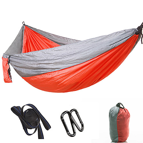 

Camping Hammock Outdoor Portable Ultra Light (UL) Breathability Quick Dry Foldable Parachute Nylon with Carabiners and Tree Straps for 2 person Hunting Fishing Hiking Red Army Green Blue 300200 cm