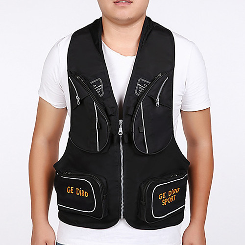 

Men's Hiking Vest / Gilet Fishing Vest Sleeveless Jacket Top Outdoor Waterproof Multi-Pockets Quick Dry Lightweight Autumn / Fall Spring Polyester Patchwork Black Red Blue Hunting Fishing Climbing
