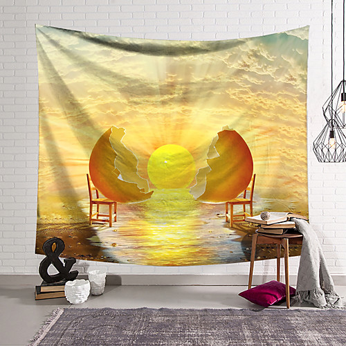 

Wall Tapestry Art Decor Blanket Curtain Hanging Home Bedroom Living Room Decoration Polyester Eggshell Sun Stool