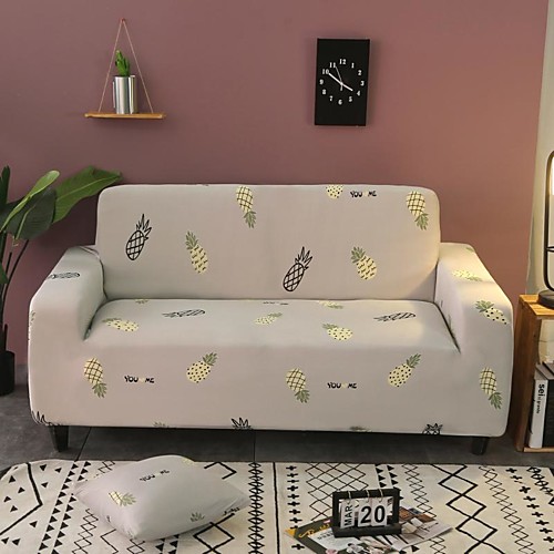 

Pineapple Floral Print Dustproof All-powerful Stretch Sofa Cover Super Soft Fabric with One Free Boster Cases