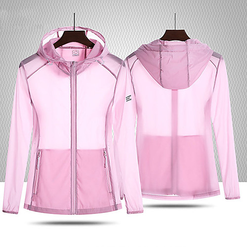 

Women's Hiking Jacket Outdoor Solid Color Waterproof Windproof Quick Dry Breathable Jacket Full Length Visible Zipper Fishing Climbing Beach White Grey Rose Red Light Blue Light Green