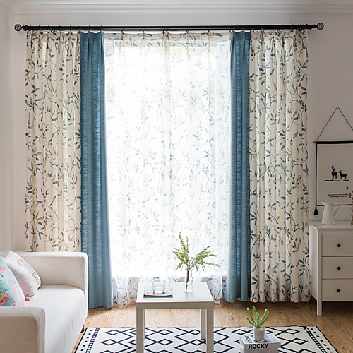 

Korean Pastoral Style Linen Cotton Printing Stitching Style Curtains Living Room Bedroom Dining Room Study Curtains