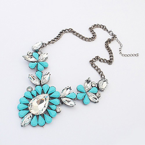 

Women's Necklace Boho Acrylic Imitation Diamond Alloy Blue Rose Red 456 cm Necklace Jewelry 1pc For Festival