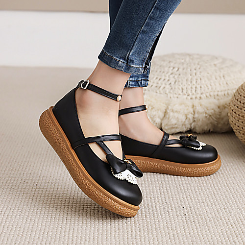 

Girls' Heels Flower Girl Shoes Princess Shoes PU Mary Jane Big Kids(7years ) Daily Party & Evening Bowknot Buckle Black Pink Brown Spring Summer / Color Block