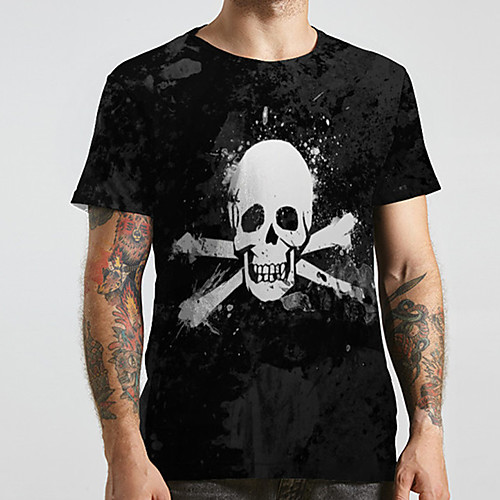 

Men's Unisex Tee T shirt 3D Print Graphic Prints Skull Plus Size Print Short Sleeve Casual Tops Fashion Designer Big and Tall Black