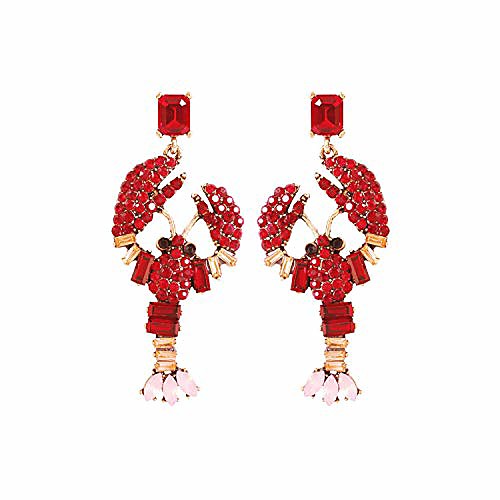

gold tone cubic zirconia square stud with red rhinestone cluster lobster design drop earring gift for women teens girls