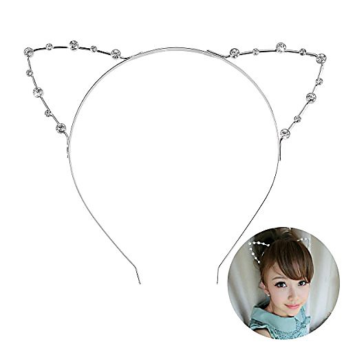 

pixnor crystal shape in cat ears child adult hair bands silver