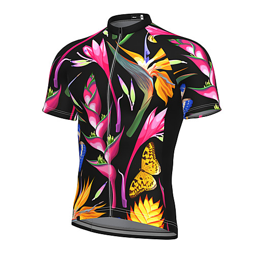 

21Grams Men's Short Sleeve Cycling Jersey Nylon Bule / Black Butterfly Floral Botanical Bike Jersey Top Mountain Bike MTB Road Bike Cycling Quick Dry Breathable Sports Clothing Apparel