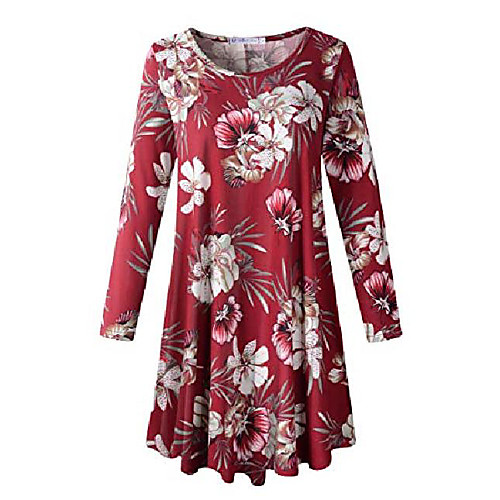 

jollielovin plus size swing dresses for women casual long sleeve ladies floral dresses with pockets cute flowy fall dresses flower12 5x