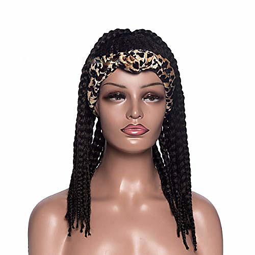 

braided wig headband wigs for black women,black box braid wig with headband attached braid headband wig wrap wigs braided wigs for black women head wrap wig