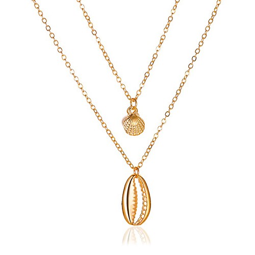 

Women's Pendant Necklace Chain Necklace Double Layered Shell Personalized Simple Fashion Classic Alloy Gold 45 cm Necklace Jewelry 1pc For Party Evening Street Gift Birthday Party / Layered Necklace