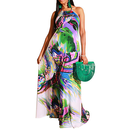 

Women's Plus Size Dresses Swing Dress Maxi long Dress Graphic Backless Summer S M L XL XXL / Holiday