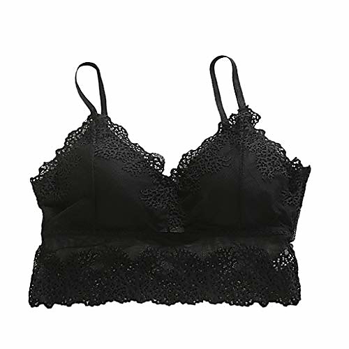 

women lace bra sexy tanks top bras everyday bras v neck camisole bralette underwear sleepwear tops lingerie (black, free size)