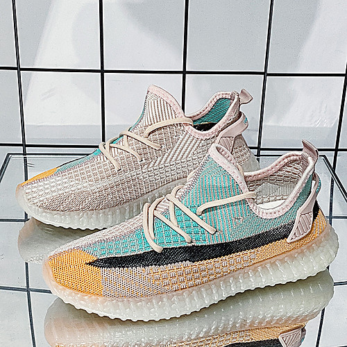 

Men's Trainers Athletic Shoes Lace up Sporty Casual Athletic Running Shoes Basketball Shoes Tissage Volant Breathable Non-slipping Wear Proof Pink Gray Fall