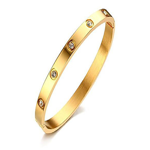 

gold/rose/white gold plated love bangle bracelet heart stone stainless steel with cz crystal bangle bracelets present gift for women teen girls (6mm oval-gold)
