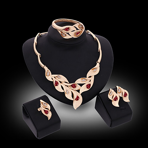 

Women's Jewelry Set Bridal Jewelry Sets Cut Out Precious Fashion Gold Plated Earrings Jewelry Blue / Red For Christmas Wedding Party Evening Gift Formal 1 set