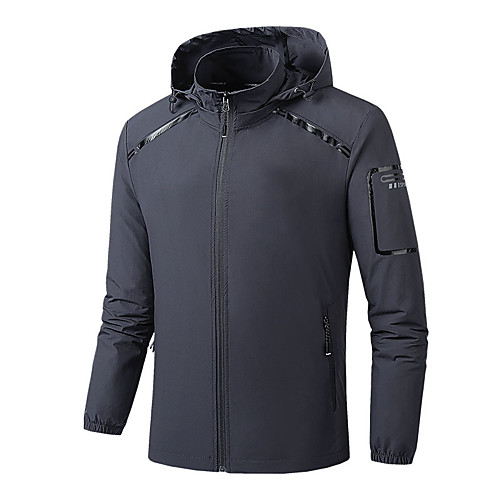 

Men's Hiking Softshell Jacket Waterproof Hiking Jacket Hiking Windbreaker Jacket Hoodie Top Outdoor Lightweight Windproof Breathable Quick Dry Autumn / Fall Spring Black Blue Gray Hunting Fishing
