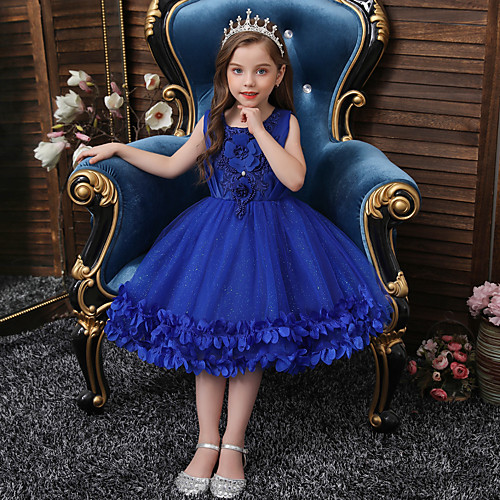 

Princess Short / Mini Event / Party / Homecoming Flower Girl Dresses - Satin / Tulle / Polyester Sleeveless Jewel Neck with Petal / Sash / Ribbon / Beading