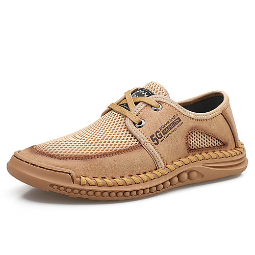 

Men's Sandals Leather Shoes Sporty Casual Beach Daily Outdoor Water Shoes Walking Shoes Nappa Leather Cowhide Breathable Handmade Non-slipping Booties / Ankle Boots Khaki Brown Gray Spring Summer