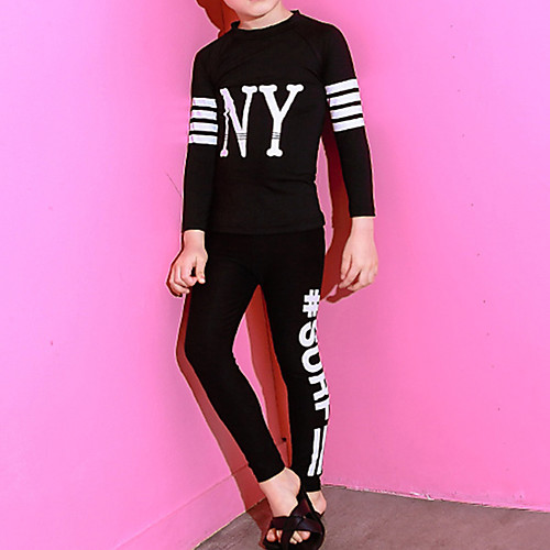 

Boys' Girls' Rashguard Swimsuit Nylon Swimwear Quick Dry Breathable Full Body 2 Piece - Swimming Surfing Water Sports Stripes Autumn / Fall Spring Summer / Kid's