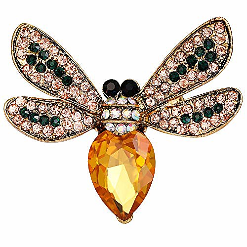 

mlouye women bee brooch pins bumble honeybee brooches broaches for girls summer insect blue enamel crystal gold tone