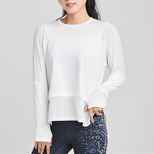 

Women's Long Sleeve Running Shirt Patchwork Tee Tshirt Top Athletic Athleisure Summer Moisture Wicking Quick Dry Breathable Yoga Fitness Gym Workout Running Training Sportswear Solid Colored Normal