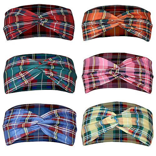 

cross-border new european and american jewelry printing plaid headscarf cross headband ladies sports sweat-absorbent yoga headband headband