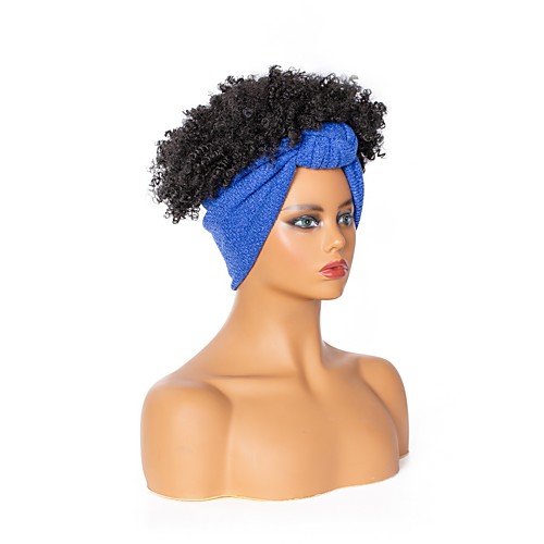 

cross-border european and american fashion turban wig small curly wig short curly hair high temperature silk wig headgear