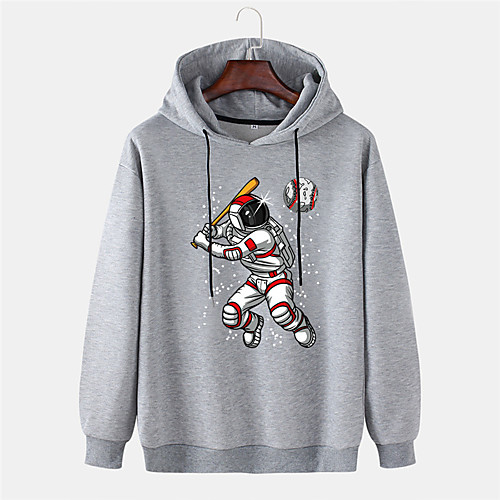 

Men's Pullover Hoodie Sweatshirt Graphic Prints Astronaut 3D Sports & Outdoor Daily Sports Hot Stamping Basic Casual Hoodies Sweatshirts Black Red Yellow