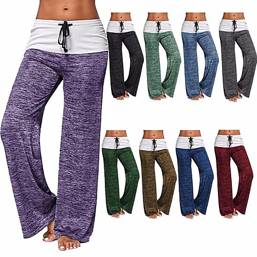 

Women's Yoga Pants Wide Leg Drawstring Pants / Trousers Breathable Quick Dry Moisture Wicking Black Blue Purple Gym Workout Pilates Dance Winter Sports Activewear Stretchy Loose