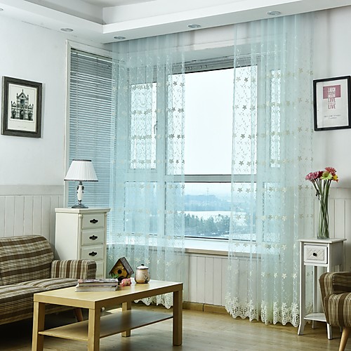 

Two Panel Korean Pastoral Style Embroidered Window Screen Living Room Bedroom Dining Room Children's Room Translucent Tulle
