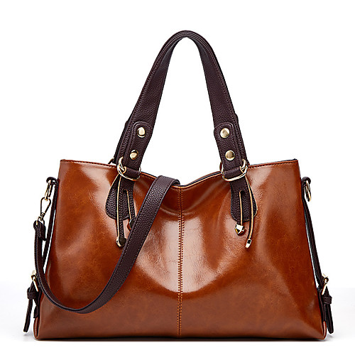 

women faux leather retro lychee pattern large capacity handbag shoulder bag crossbody bag tote