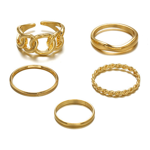 

five-piece set of ring combination of personalized index finger ring simple finger ring hand jewelry