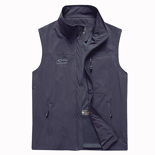 

Men's Hiking Tee shirt Sleeveless V Neck Vest / Gilet Outdoor Breathable Anti-tear Multi-Pockets Autumn / Fall Winter Nylon Polyester Solid Color Army Green Grey Khaki Fishing Climbing Camping