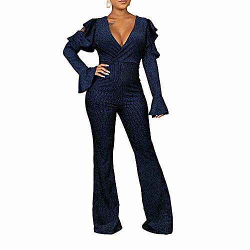 

shengfan plus size jumpsuits for women sexy sparkly elegant clubwear v neck long sleeve rompers