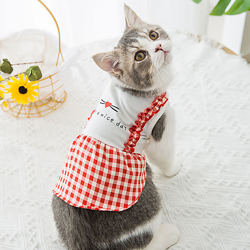 

Dog Cat Dress Plaid Heart Basic Adorable Cute Casual / Daily Dog Clothes Puppy Clothes Dog Outfits Breathable Red Costume for Girl and Boy Dog Cotton Fabric XS S M L XL